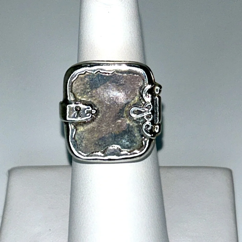 NWOT Passage to Israel Sterling Silver Genuine Blue Topaz Evil Eye Locket Ring